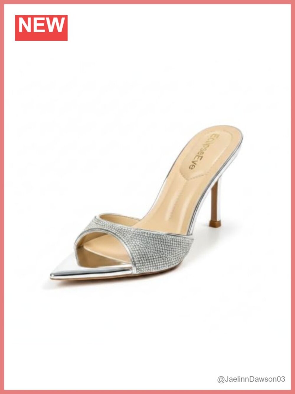 Women's Rhinestone Stiletto Mules 3.54" Heels Slip-On Sparkly Glamour Party
